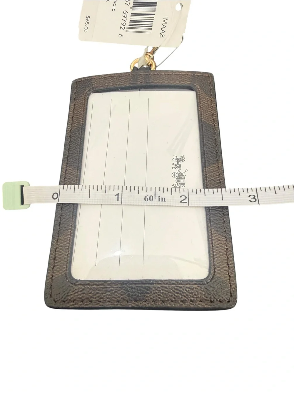 COACH Brown Signature Card Holder with Black Strap